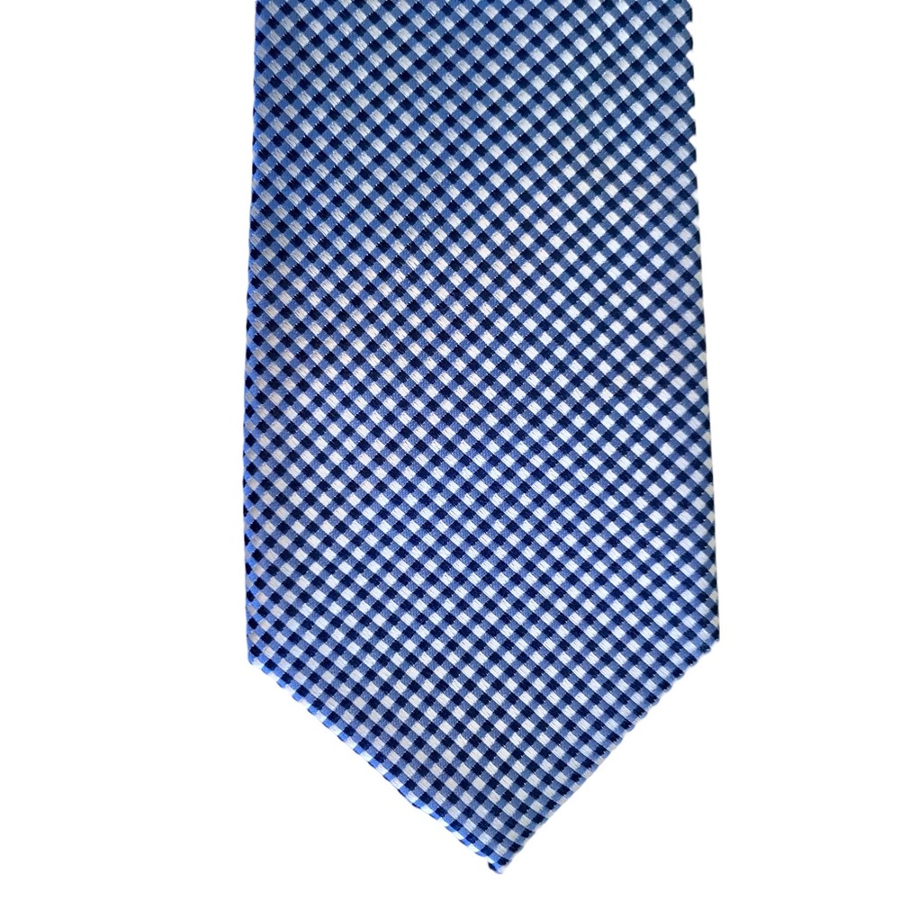TOMMY HILFIGER | 100% Silk Blue Checkered Tie
